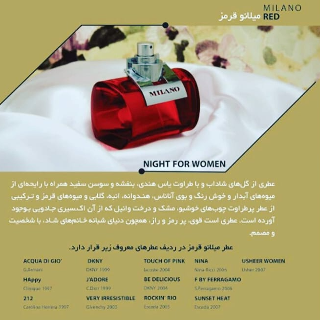 ادکلن قرمز زنانه میلانو