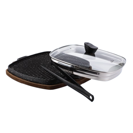 تابه گریل بزرگ + انبر یونیک مدل UN-6017