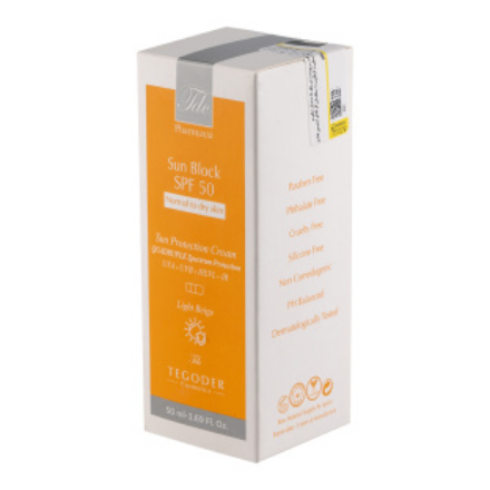 ضد آفتاب تگودر spf 50 مناسب پوست نرمال تا خشک 50 میل