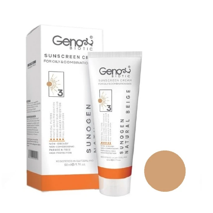 کرم ضد آفتاب ژنوبایوتیک spf 50 مناسب پوست های چرب و مختلط 50 گرم