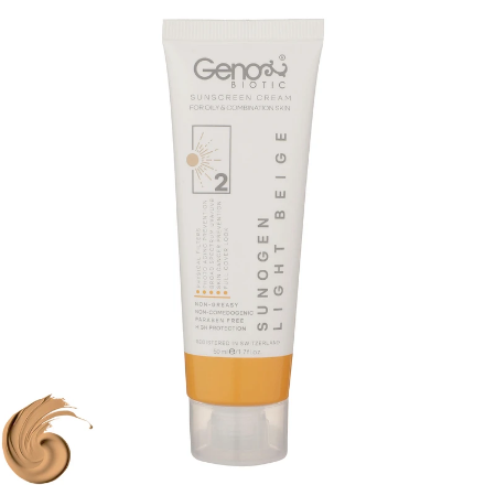 کرم ضد آفتاب ژنوبایوتیک spf 50 مناسب پوست های چرب و مختلط 50 گرم