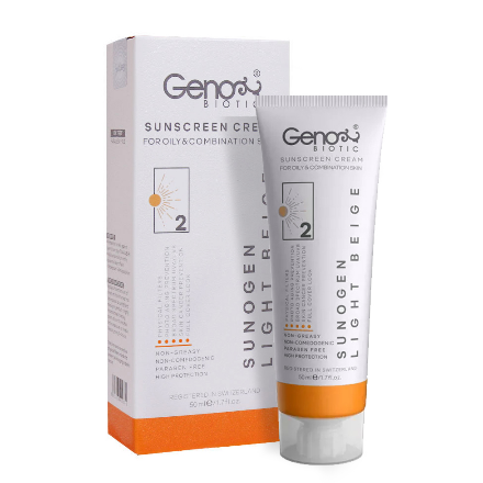 کرم ضد آفتاب ژنوبایوتیک spf 50 مناسب پوست های چرب و مختلط 50 گرم
