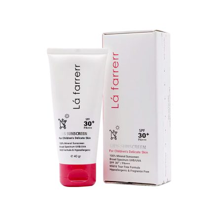 کرم ضد آفتاب کودک لافارر spf 30 مناسب پوست ظریف و حساس 40 گرم صورتی